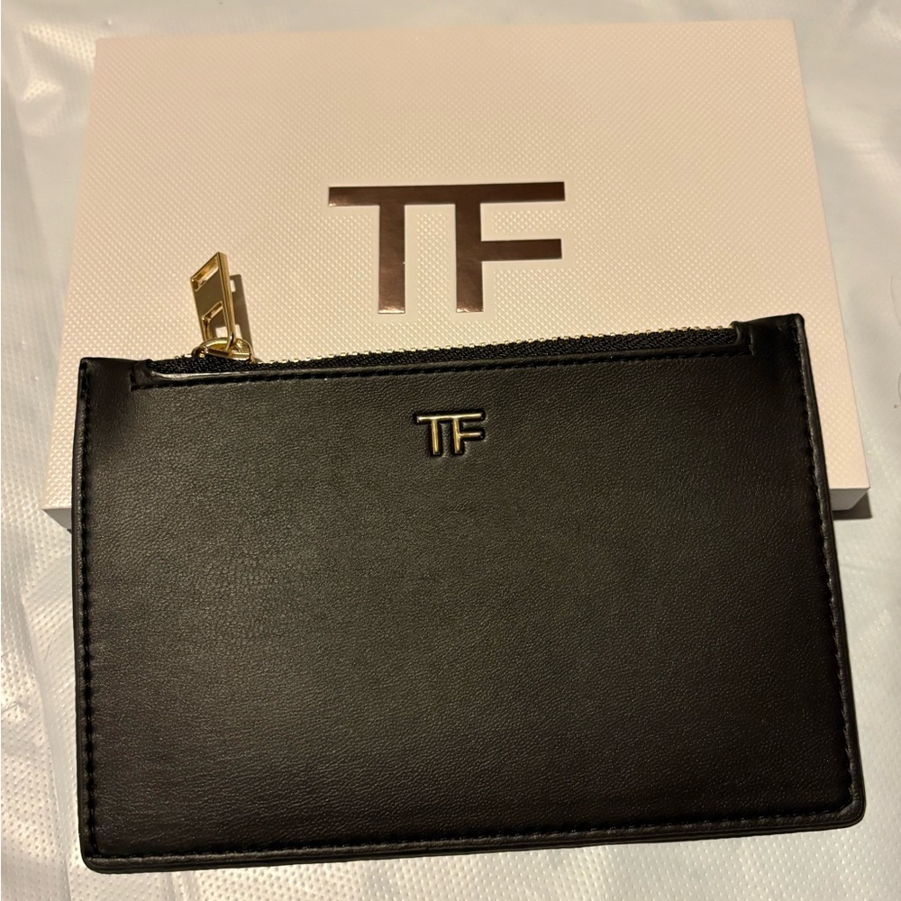 Tom Ford Leather Zip Pouch | Designer Cosmetic Clutch | Card Holder | NWOT